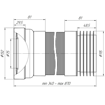 Переходник для унитаза раздвижной АНИ K728R, картинка 3