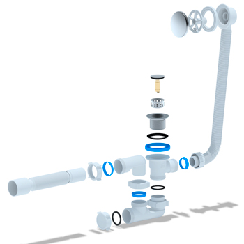 Сифон для ванны АНИ ЕEC255S 1-1/2 дюйма x40 клик-клак, картинка 2