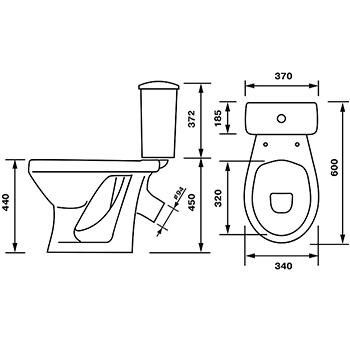 Унитаз компакт ОсколКерамикс 'ПЕРСОНА' с белым поручнем для людей с ОДВ, картинка 3