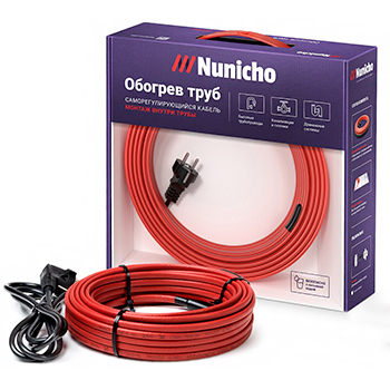Греющий кабель NUNICHO IN PIPE S 10-6 в трубу (в комплекте с сальником) 6 метров