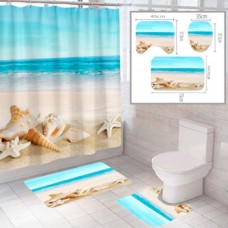 Комплект штора и 2 коврика для ванной комнаты 'Пляж-2'