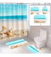 Комплект штора и 2 коврика для ванной комнаты 'Пляж-2'...