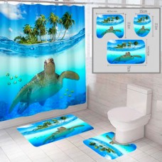 Комплект штора и 2 коврика для ванной комнаты 'Океан-10'