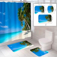 Комплект штора и 2 коврика для ванной комнаты 'Пляж-3'