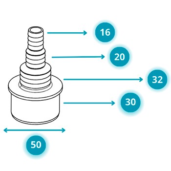 Переходник для подключения сливных шлангов D=50 мм (16/20/32х50), картинка 2