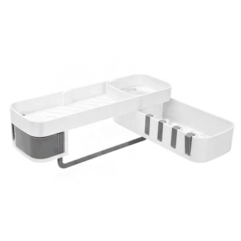 Полка для ванной комнаты с крючками и поручнем ST SM-SL003/BK (белый/черный)