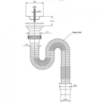 Сифон гофрированный ВИР Пласт 'ЭЛИТ' 632 1-1/2 дюйма x 40/50 (1200 мм), картинка 2